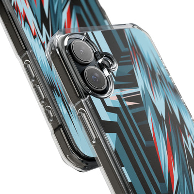 Blue Impact MagSafe Phone Case for iPhone - Glitch Peak Cyan