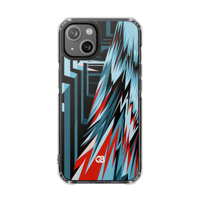 Blue Impact MagSafe Phone Case for iPhone - Glitch Peak Cyan