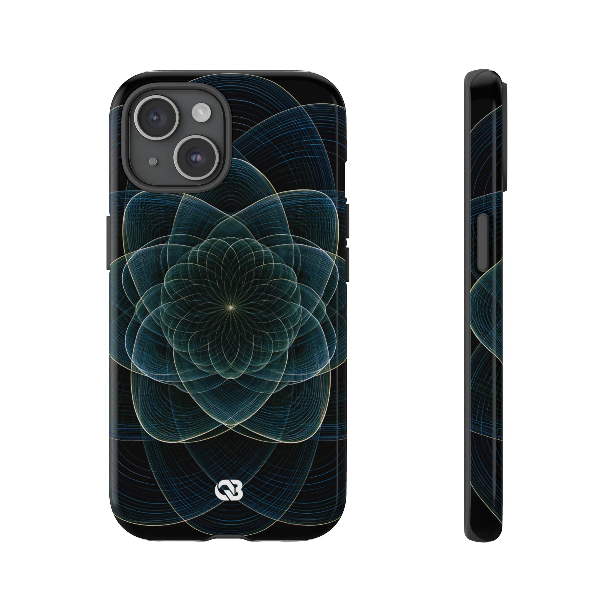 Blue Tough Phone Case for iPhone - Celestial Wireframe Bloom