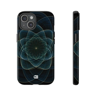 Blue Tough Phone Case for iPhone - Celestial Wireframe Bloom