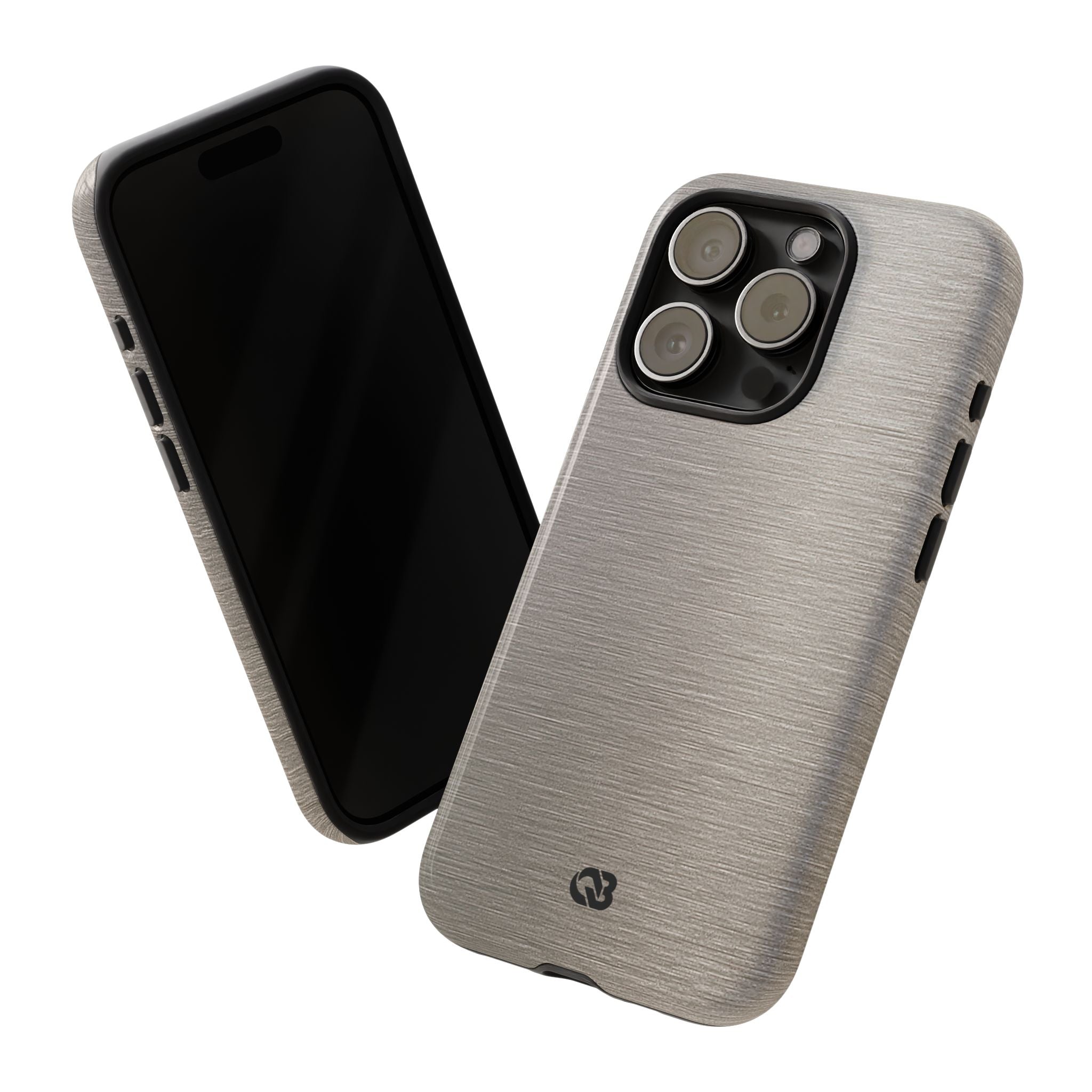 Grey Tough Phone Case for iPhone - Brushed Nickel Linen