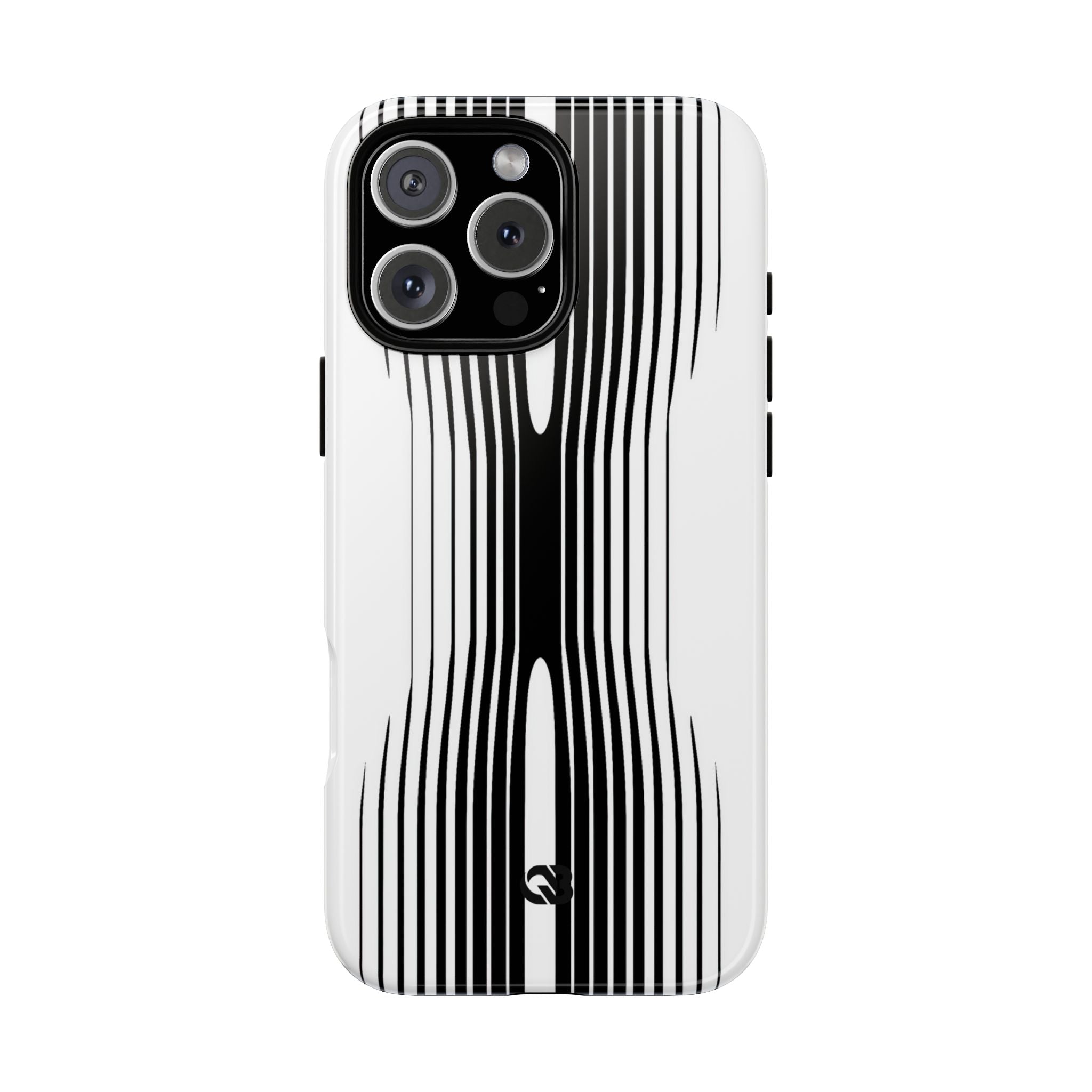 White Tough Phone Case for iPhone - Kinetic Mono Distortion