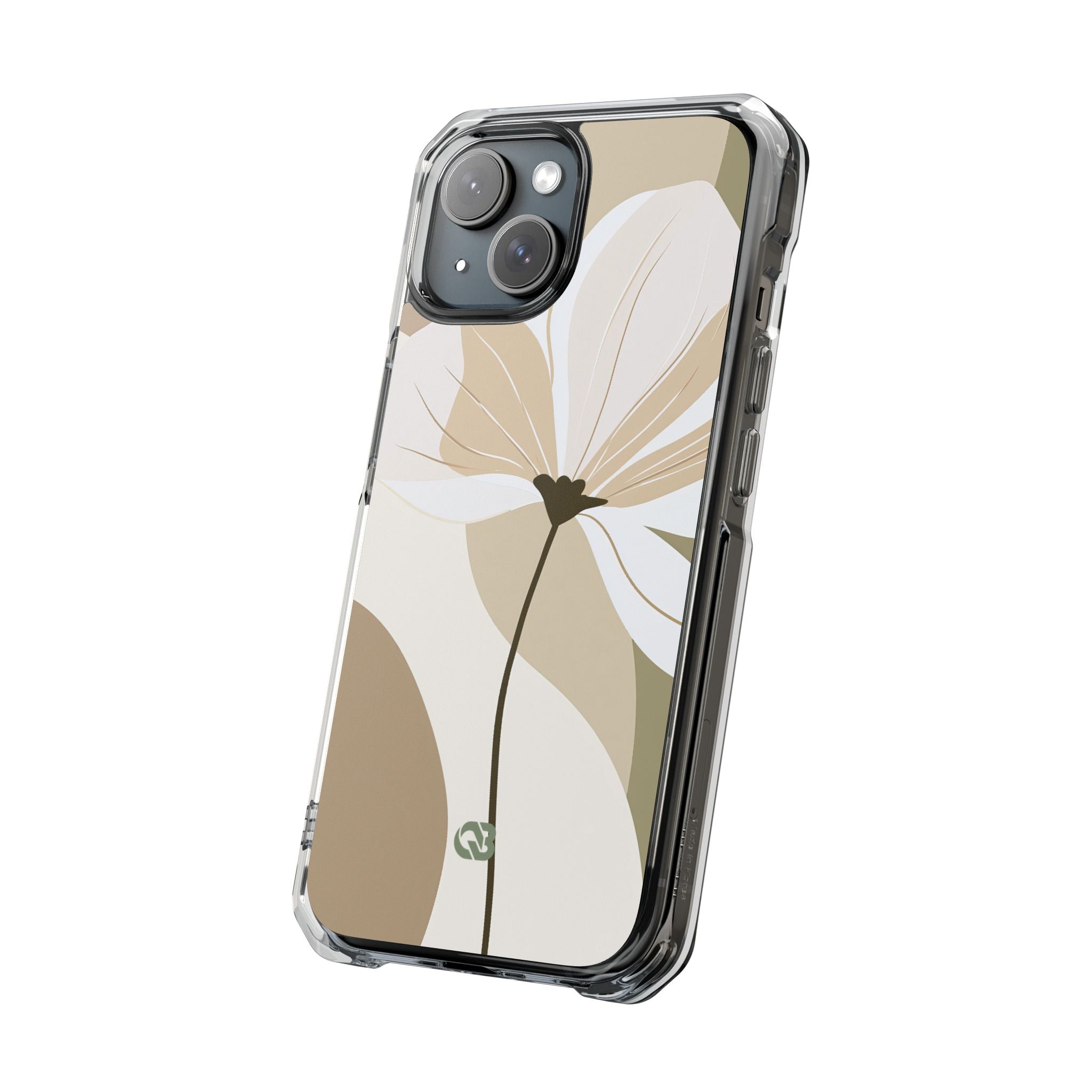 Beige Impact MagSafe Phone Case for iPhone - Sage Linen Magnolia