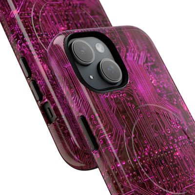 Magenta Circuit Trace · Tough 2.0 Magnetic Phone Case for iPhone · Pink