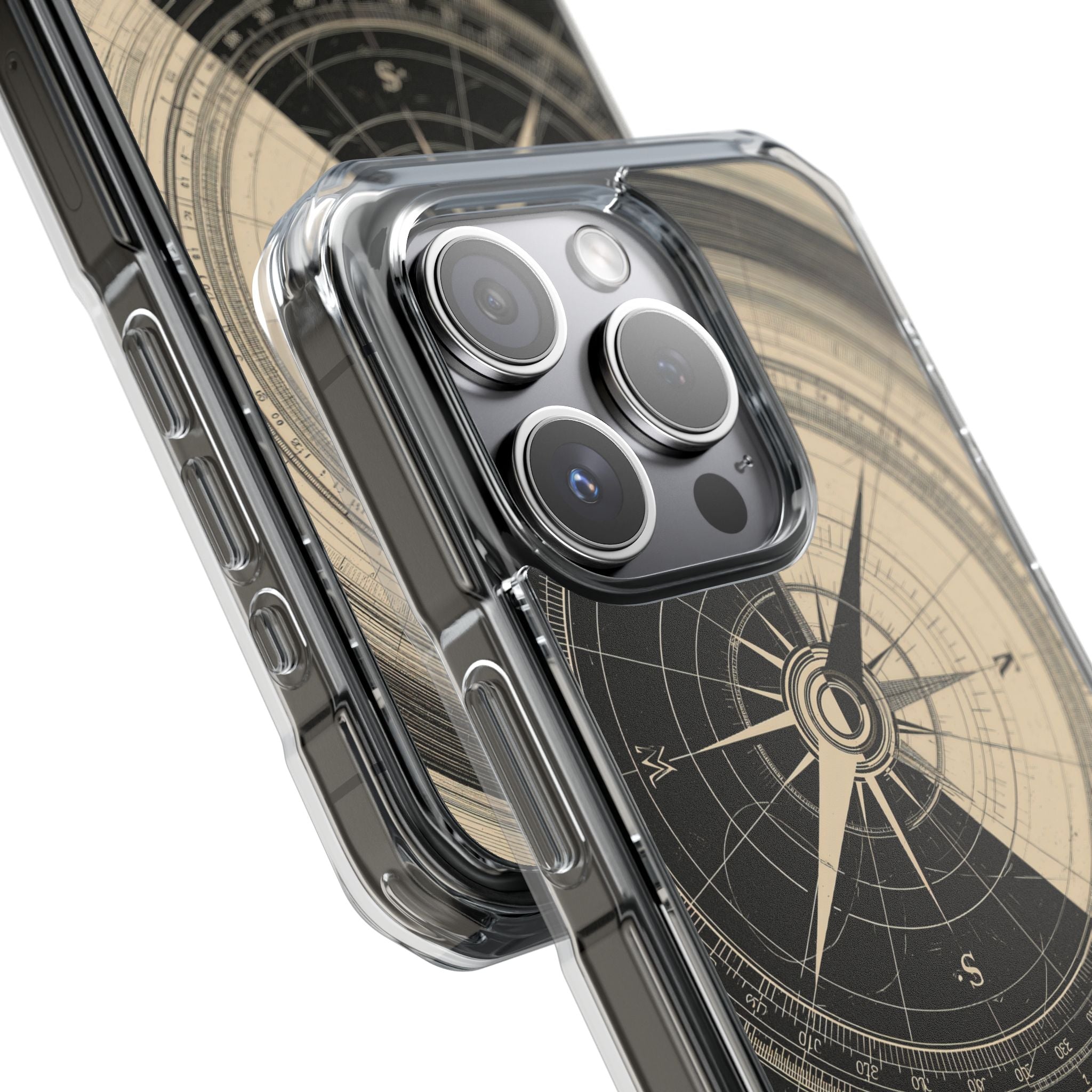 Beige Impact MagSafe Phone Case for iPhone - Obsidian Nautical Blueprint
