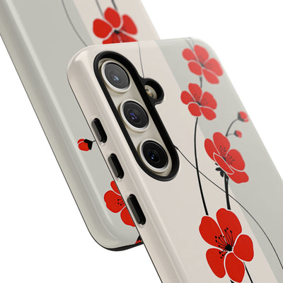 Beige Tough Phone Case for Samsung - Scarlet Ink Petals