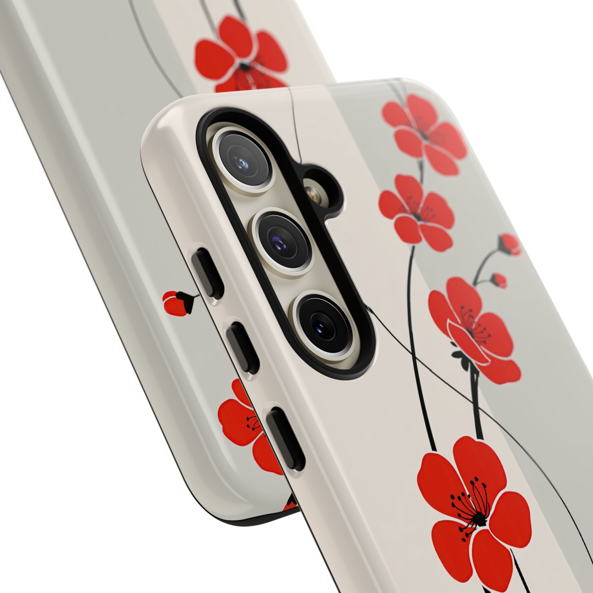 Red Tough Phone Case for Samsung - Crimson Plum Ink