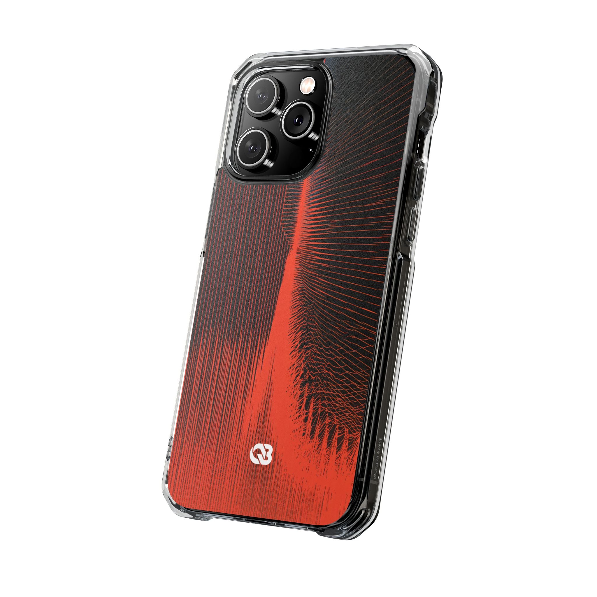 Red Impact MagSafe Phone Case for iPhone - Crimson Frequency Pulse