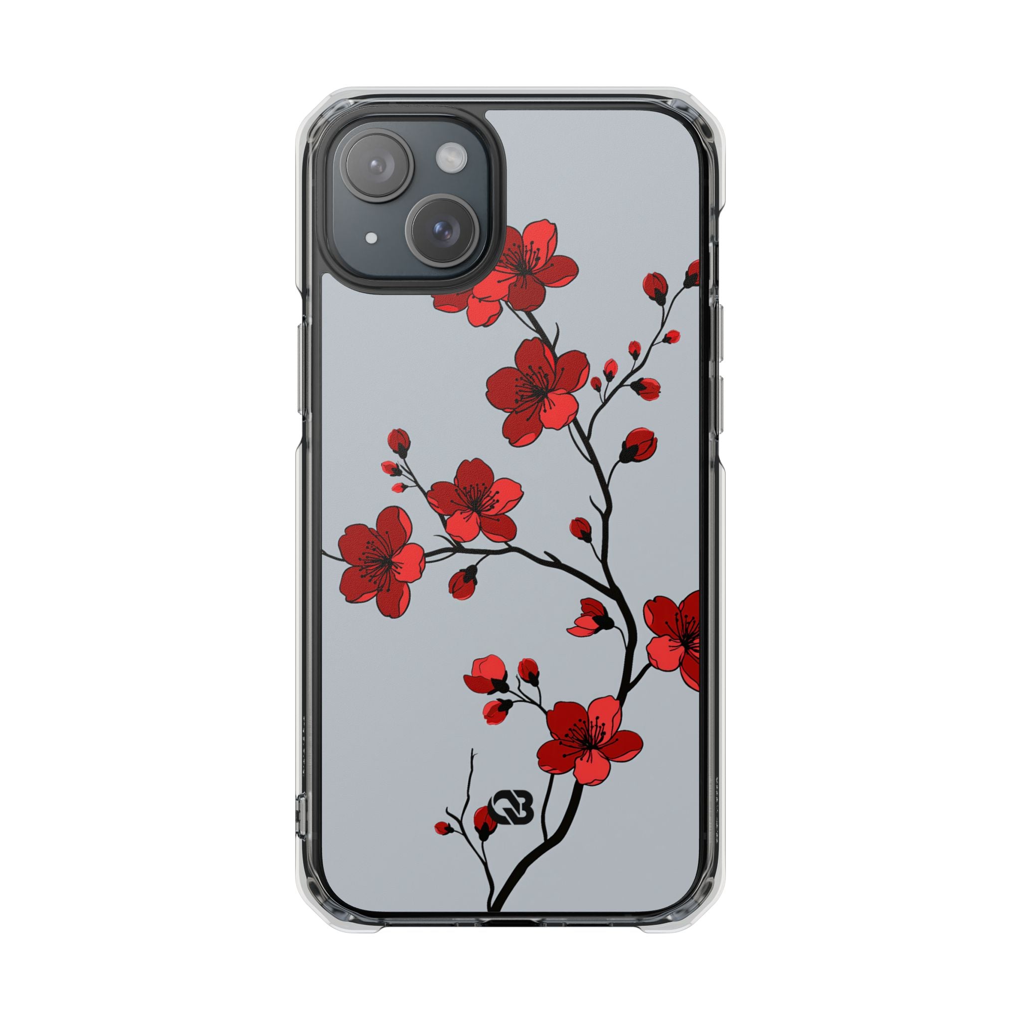 Grey Impact MagSafe Phone Case for iPhone - Crimson Blossom Onyx