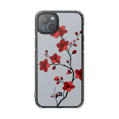 Grey Impact MagSafe Phone Case for iPhone - Crimson Blossom Onyx