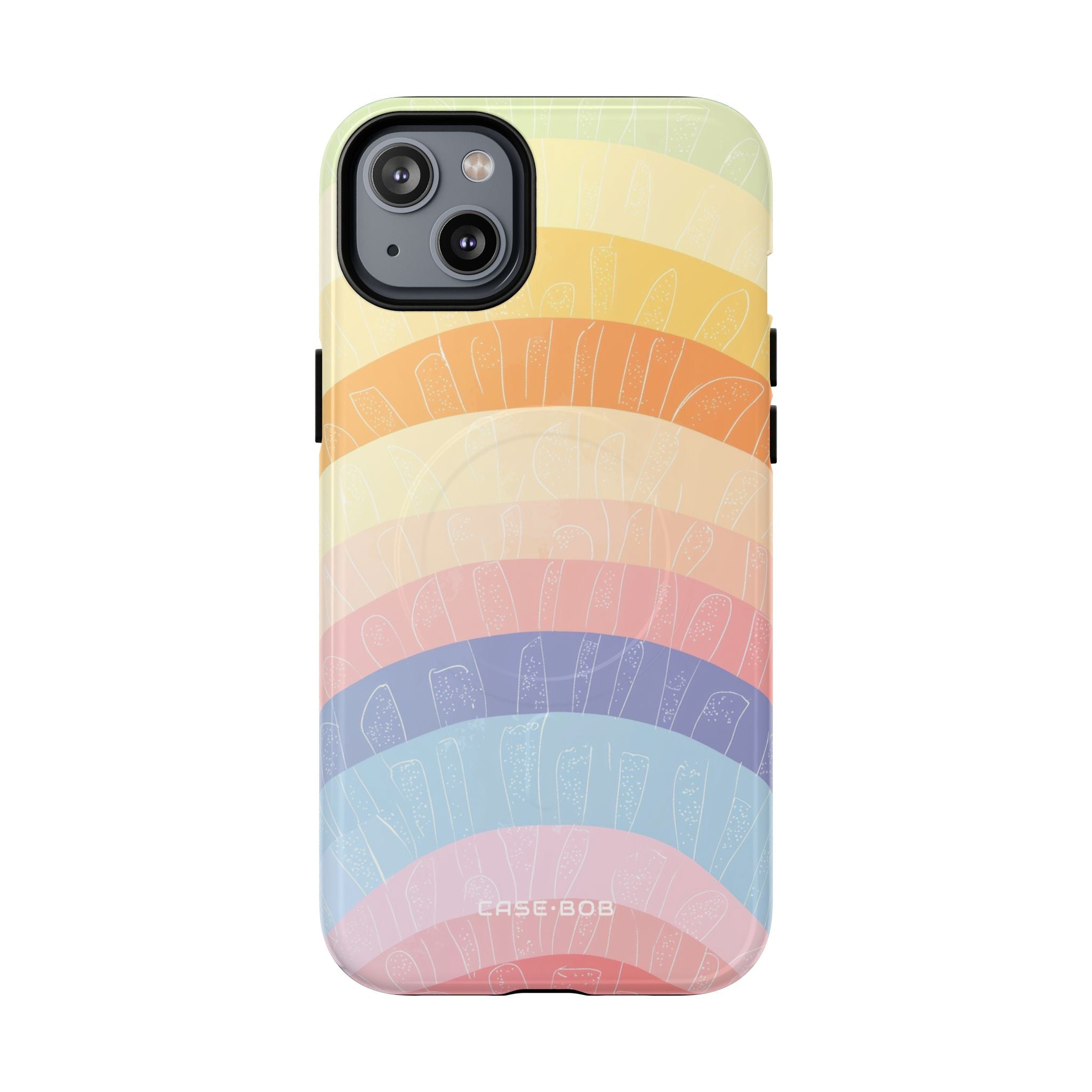 Pastel Rainbow Bands iPhone 14 Plus Case - Tough+