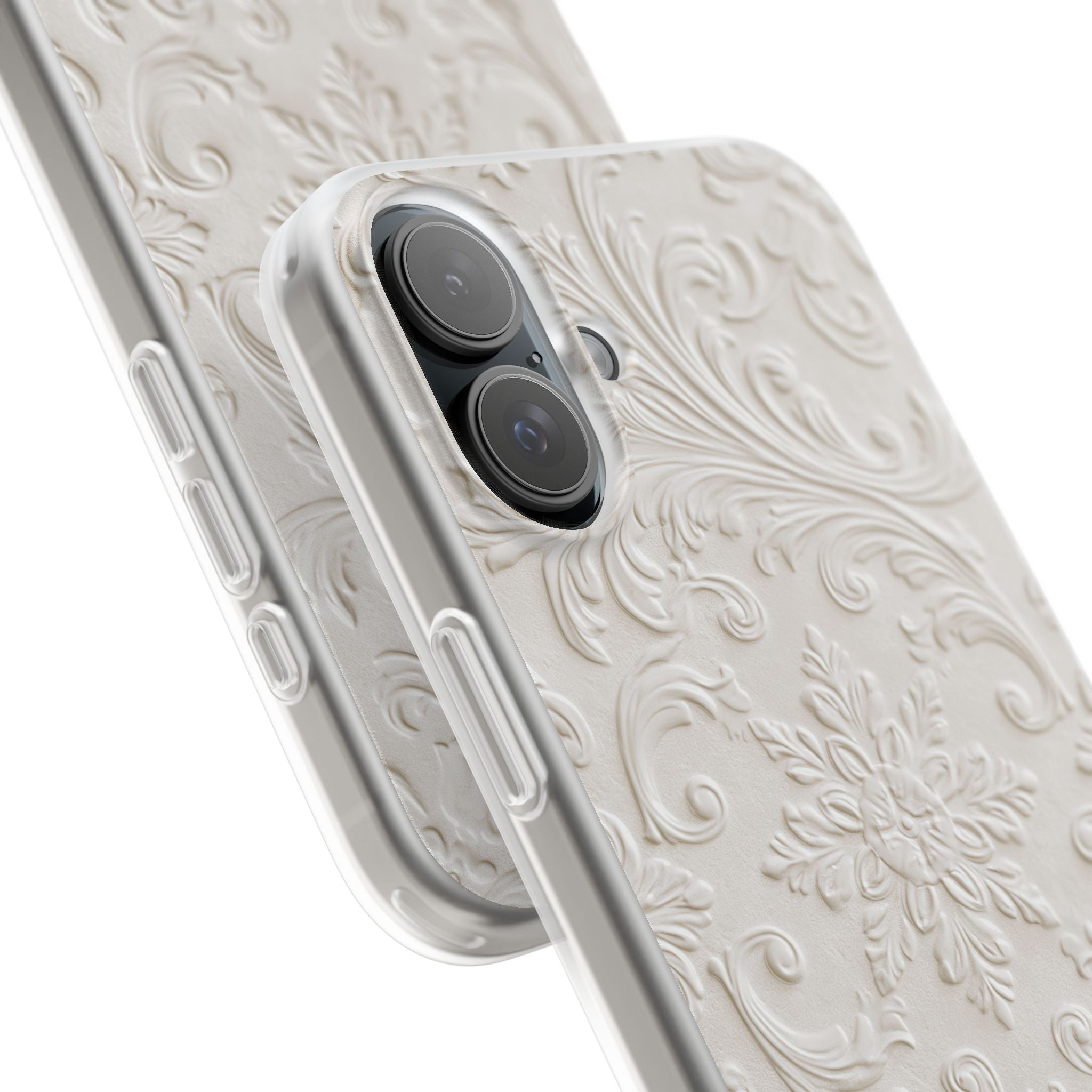 White Lite Phone Case for iPhone - Alabaster Floral Relief