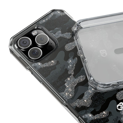 Glitter Shadow Camo · Clear Impact Magnetic Phone Case for iPhone · Black