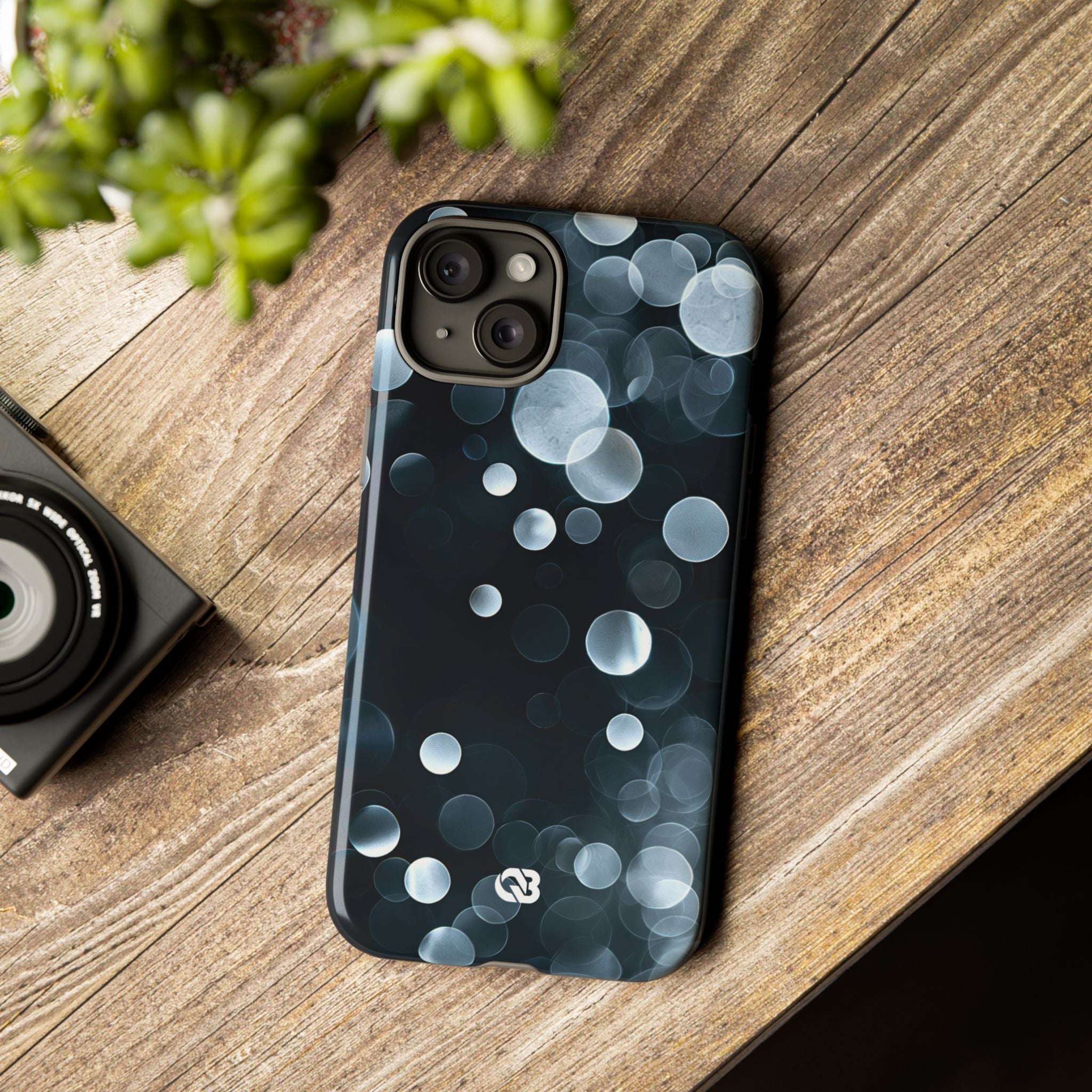 Black Tough Phone Case for iPhone - Silver Orbit Glow