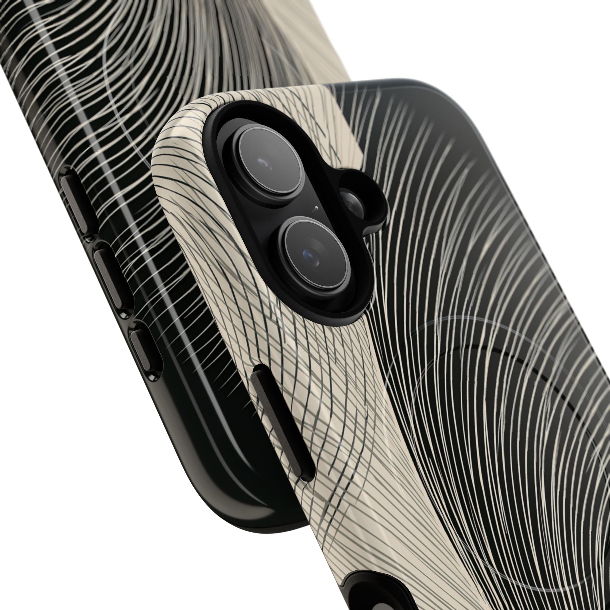 Beige Tough 2.0 Magsafe Phone Case for iPhone - Obsidian Cream Plume