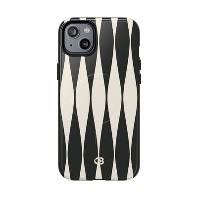 Black Tough 2.0 Magsafe Phone Case for iPhone - Ivory Spindle Grid