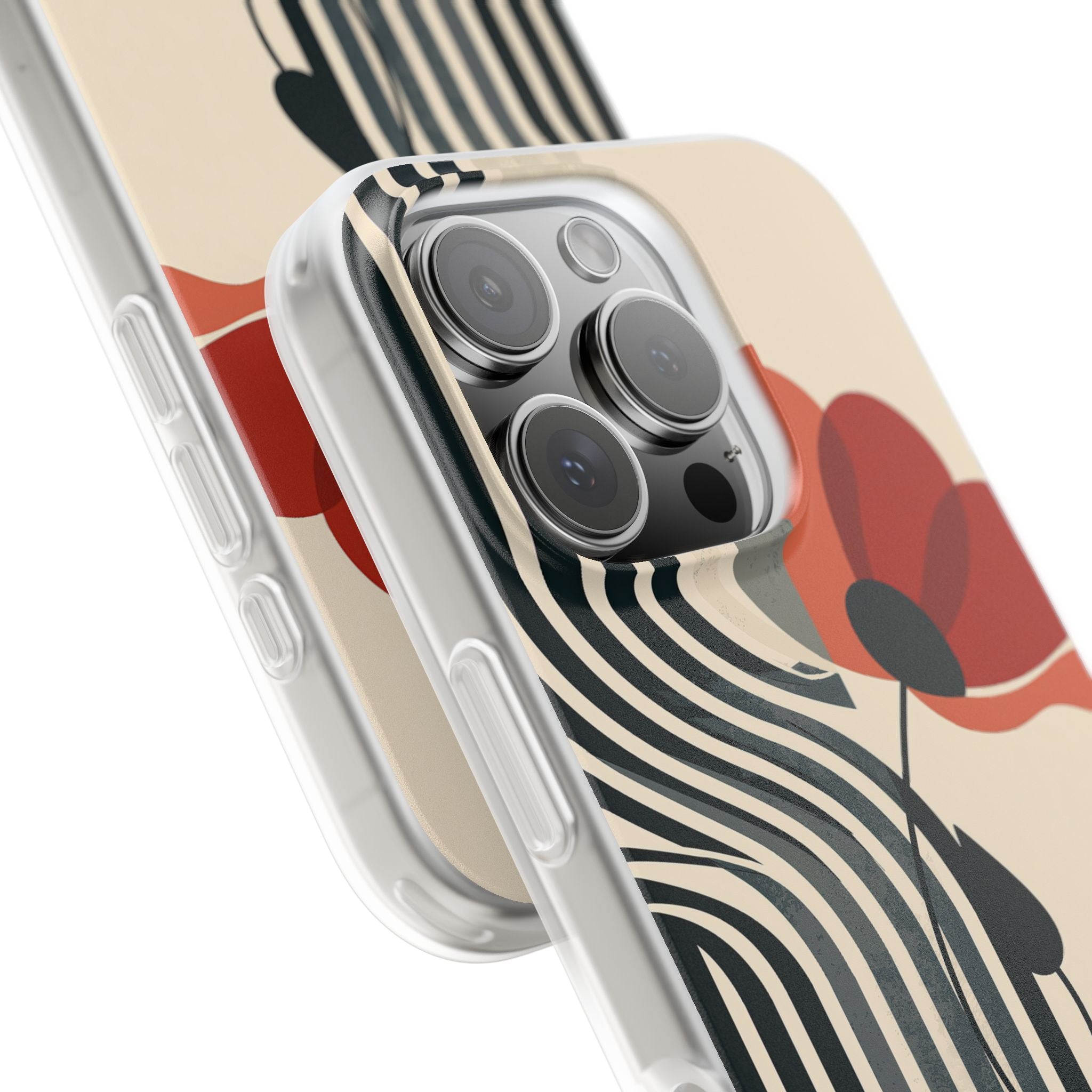 Beige Lite Phone Case for iPhone - Crimson Line Bloom
