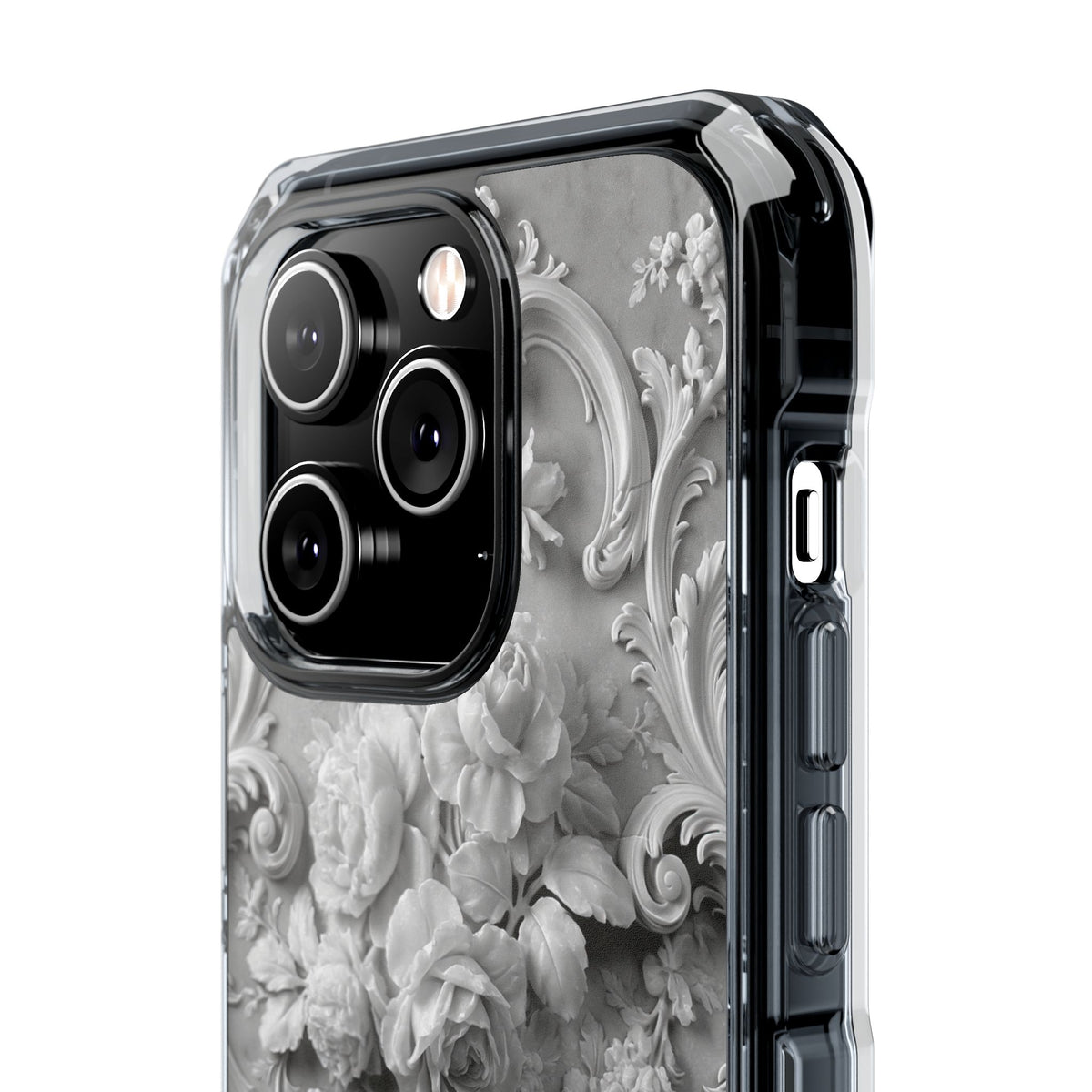 Rococo Marble Rose · Clear Impact Magnetic Phone Case for iPhone · White