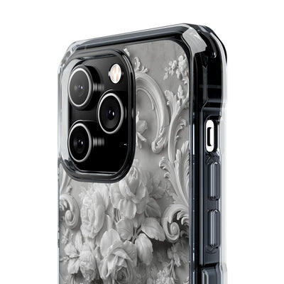 Rococo Marble Rose · Clear Impact Magnetic Phone Case for iPhone · White