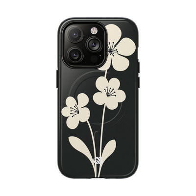 Black Tough 2.0 Magsafe Phone Case for iPhone - Obsidian Cream Bloom