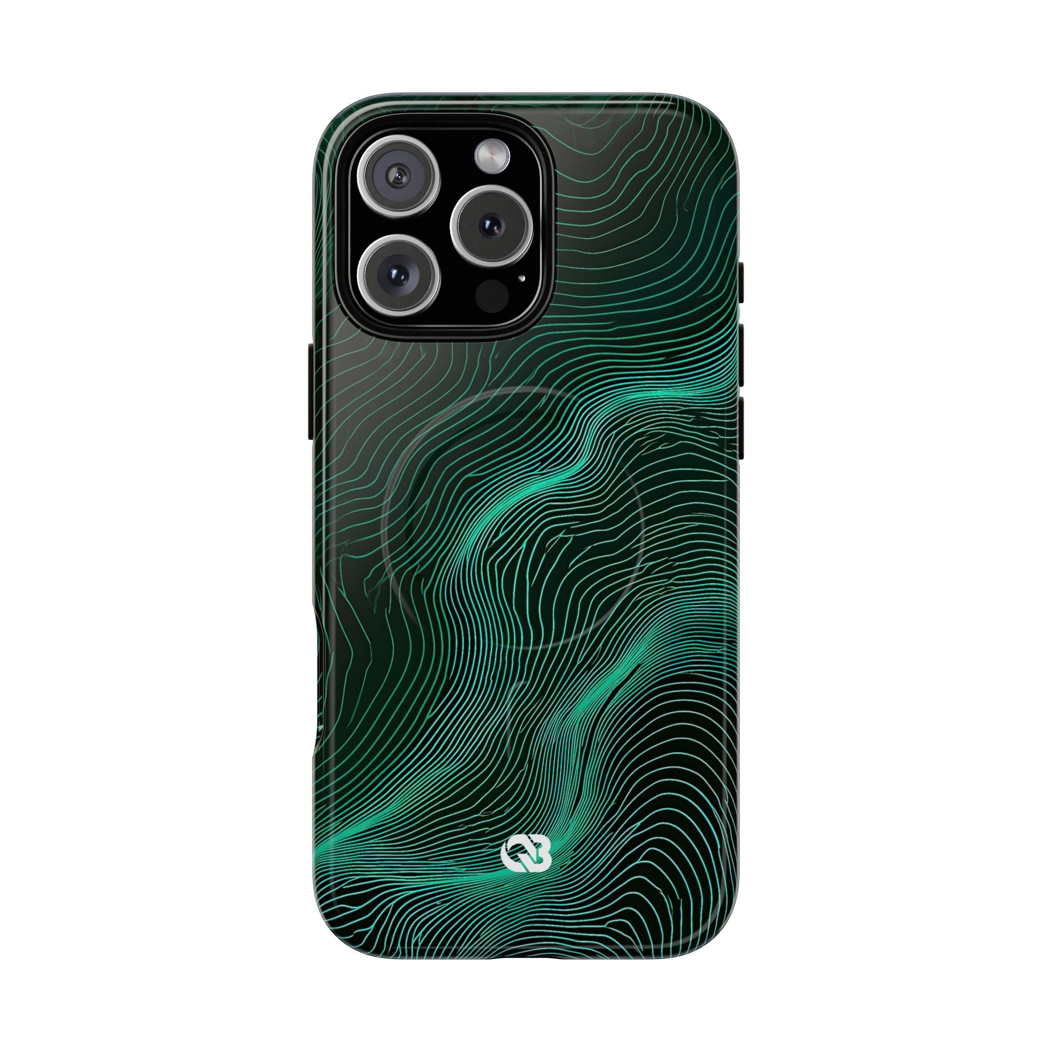 Teal Tough 2.0 Magsafe Phone Case for iPhone - Neon Jade Contour
