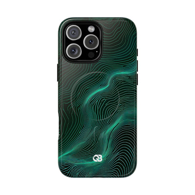 Teal Tough 2.0 Magsafe Phone Case for iPhone - Neon Jade Contour