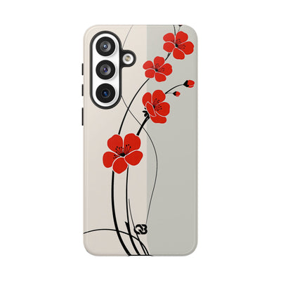 Red Tough Phone Case for Samsung - Crimson Plum Ink