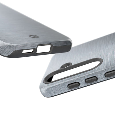 Silver Tough Phone Case for Samsung - Satin Chrome Grain
