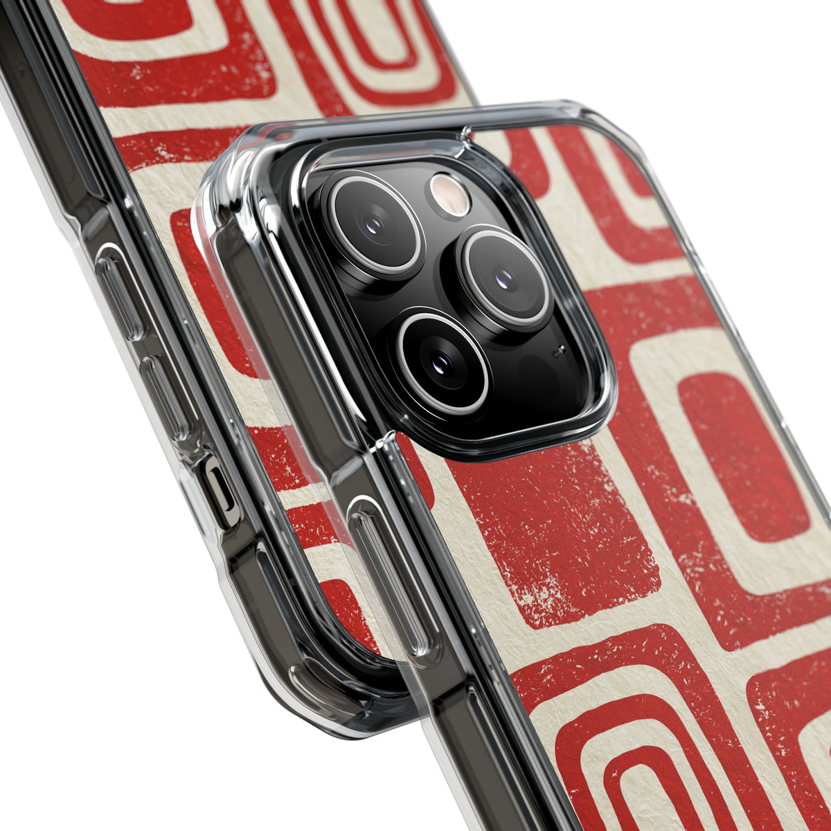 Vermilion Block Motif · Clear Impact Magnetic Phone Case for iPhone · Red