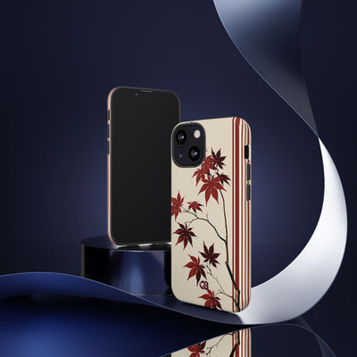 Crimson Maple Branch · Tough Phone Case for iPhone · Beige