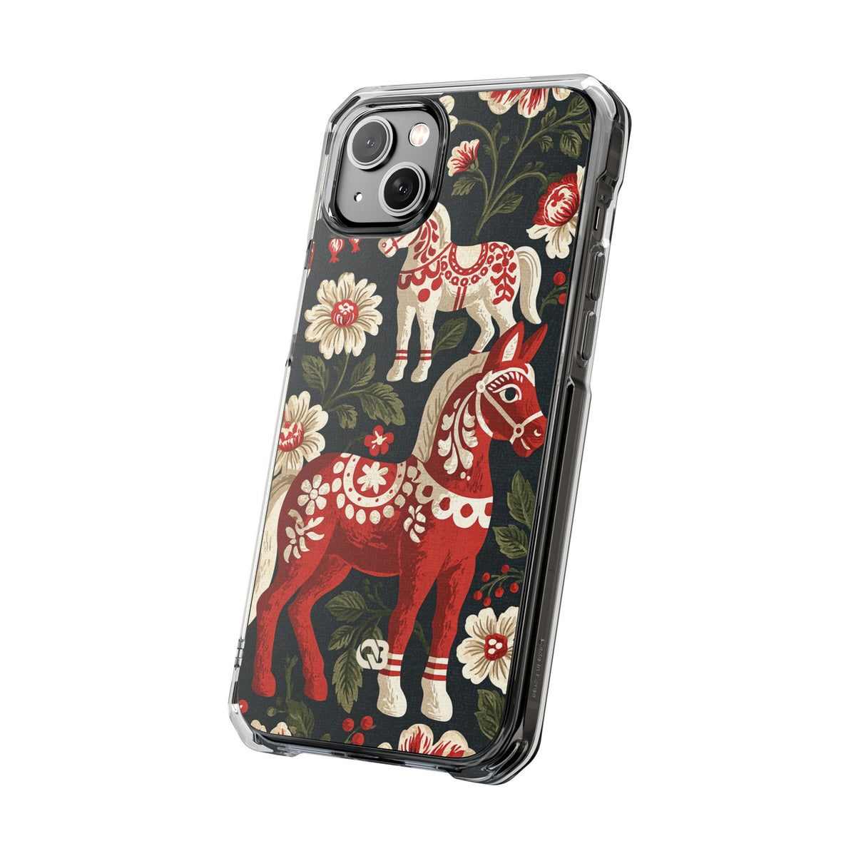 Nordic Dala Meadow · Clear Impact Magnetic Phone Case for iPhone · Red