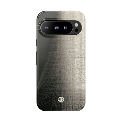Beige Tough Phone Case for Google Pixel - Brutalist Graphite Grid