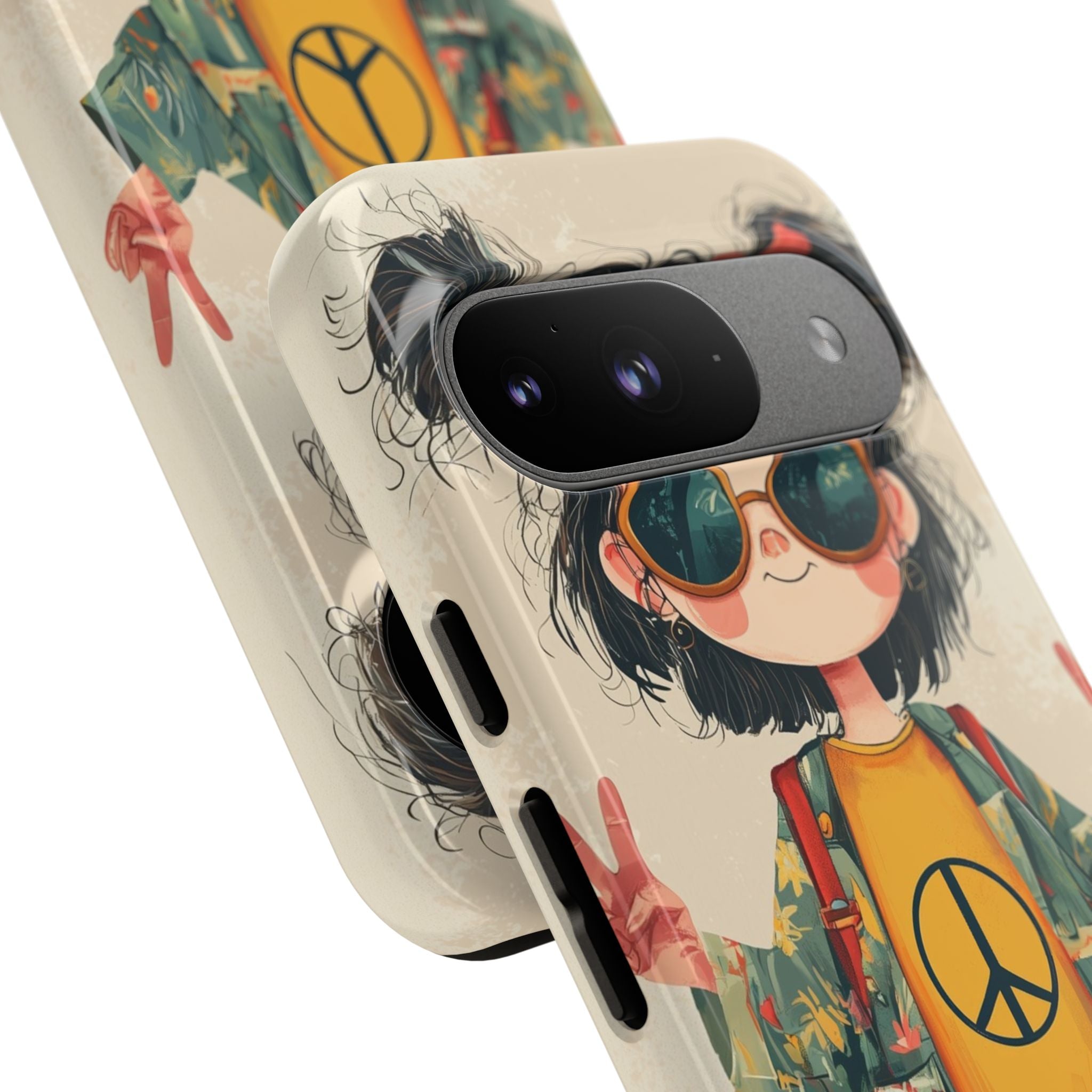 Retro Peace Girl · Coque de téléphone Tough pour Google Pixel