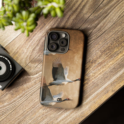 Golden Crane Flight · Tough Phone Case for iPhone · Gold