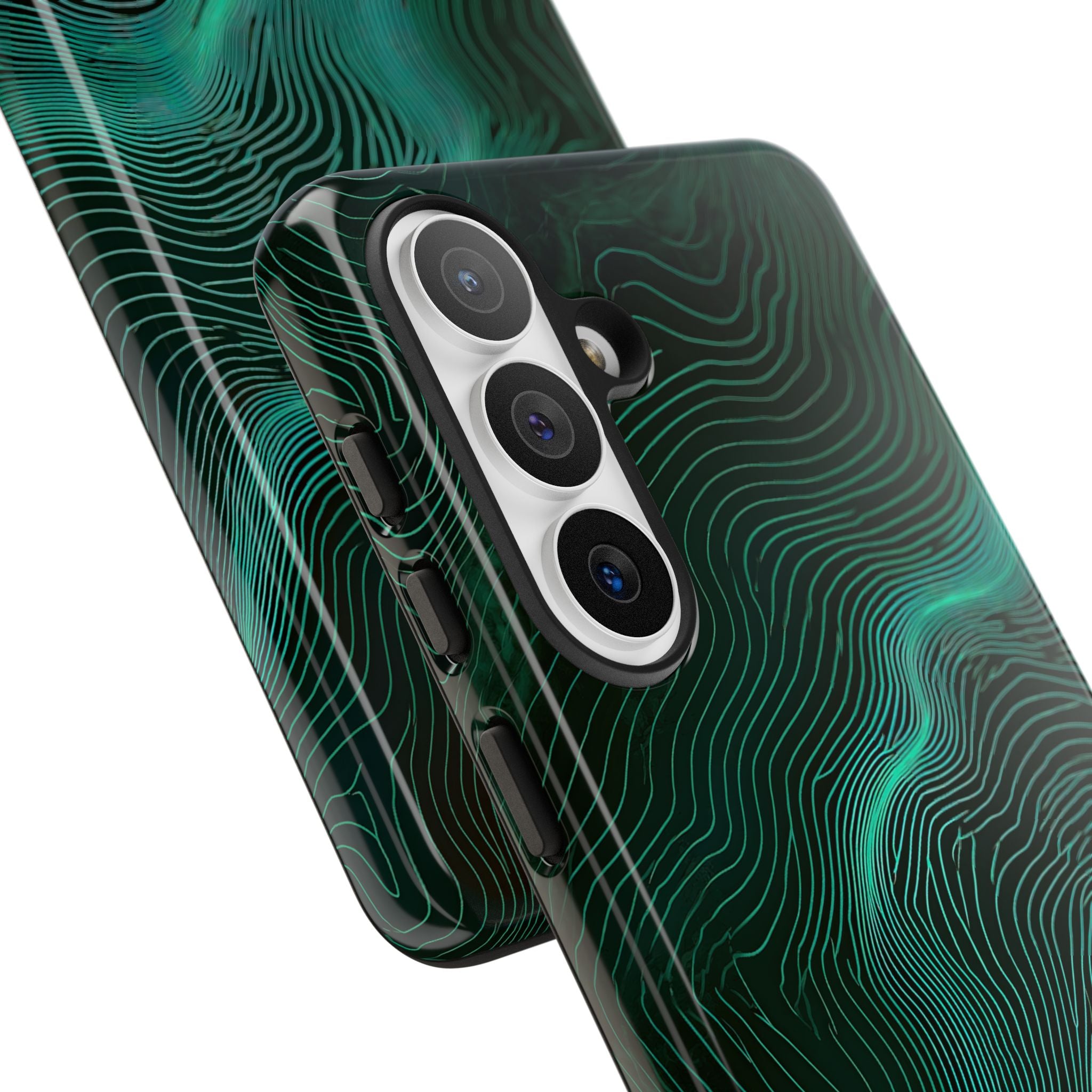 Teal Tough Phone Case for Samsung - Neon Jade Contour