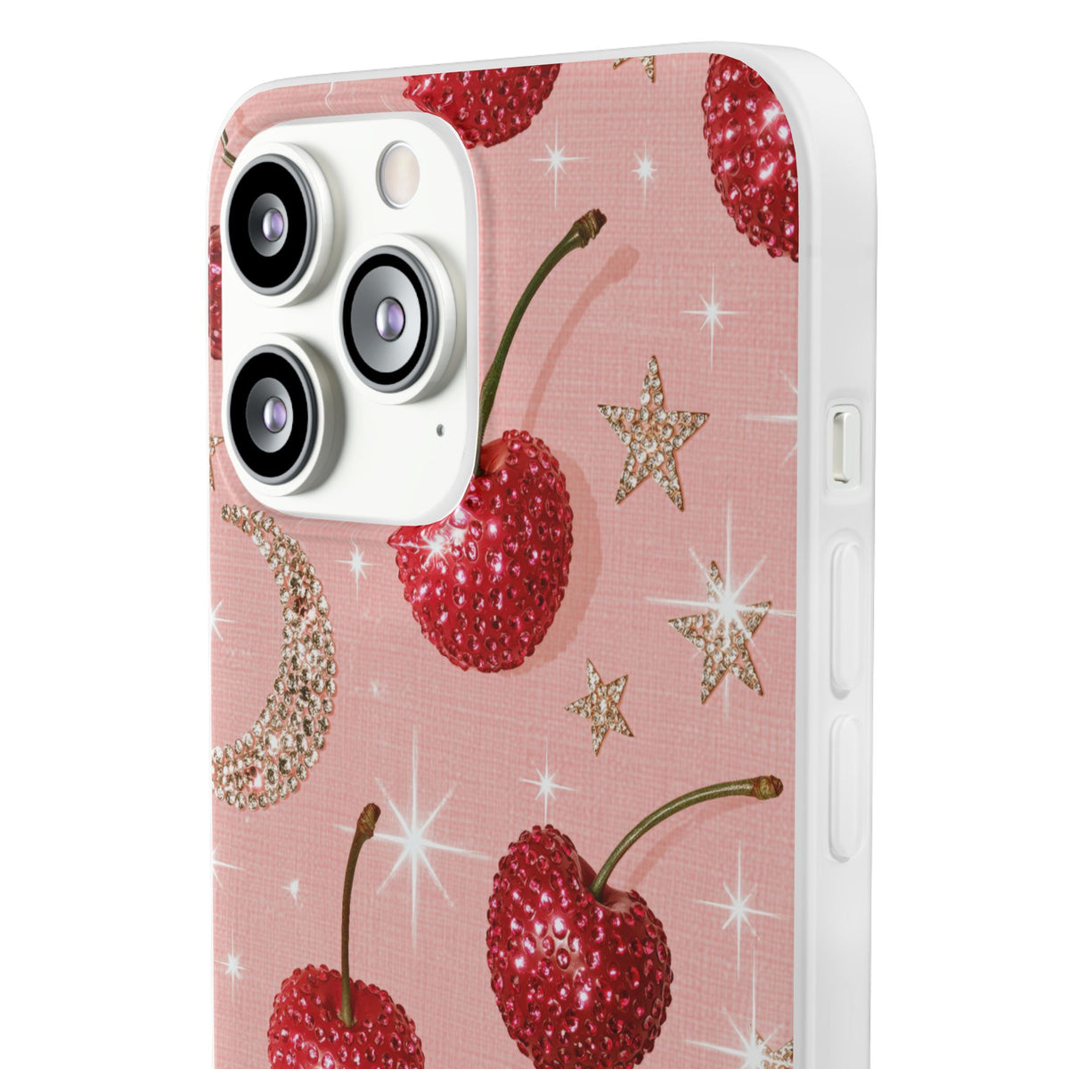 Bedazzled Ruby Cherries · Lite Phone Case for iPhone ·  Pink