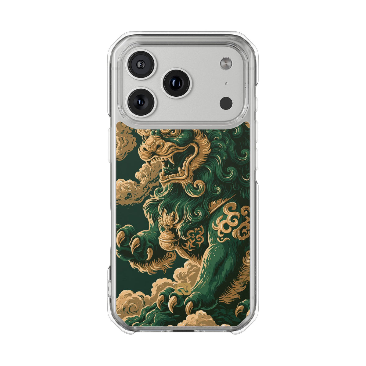 Imperial Guardian Lion · Clear Impact Magnetic Phone Case for iPhone · Green