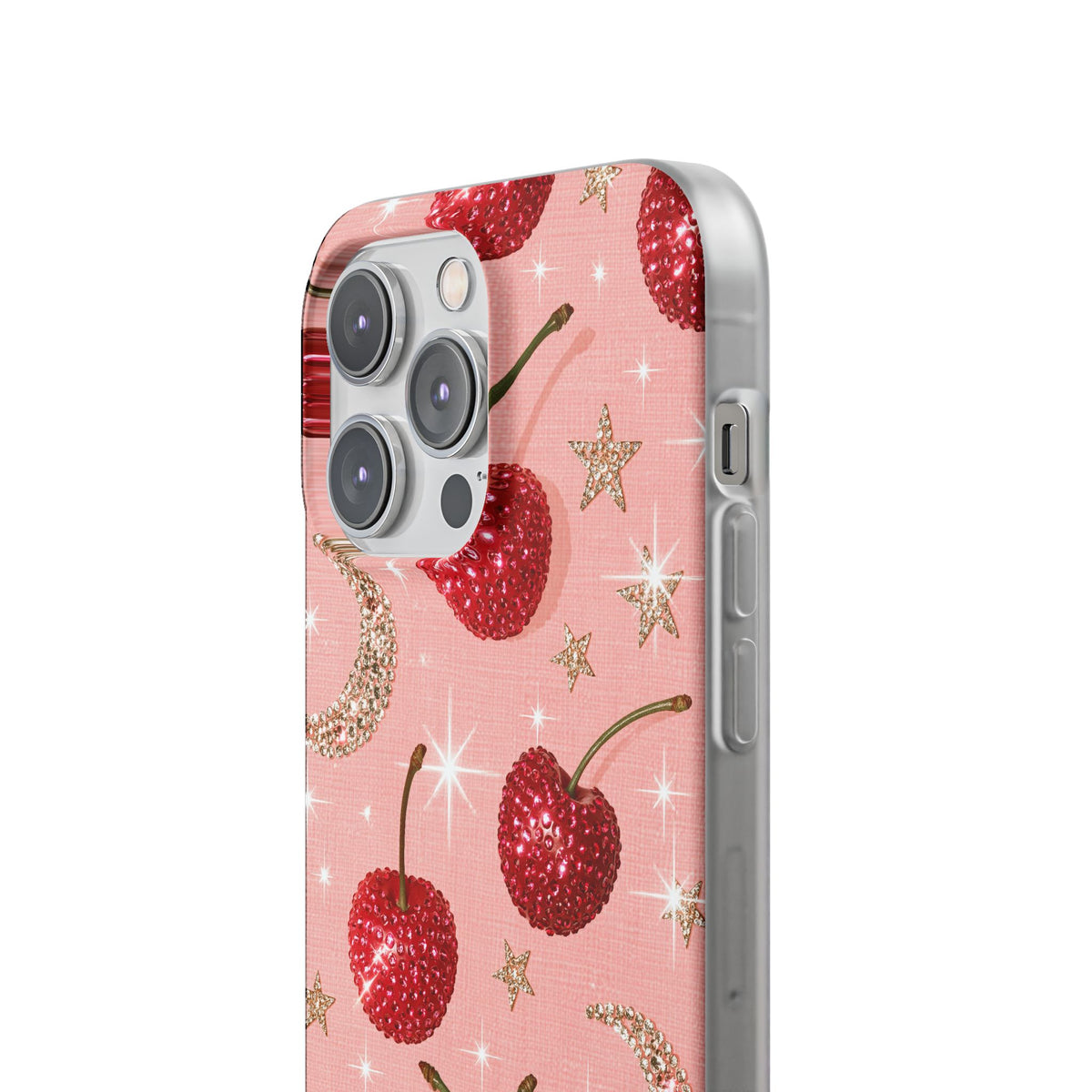 Bedazzled Ruby Cherries · Lite Phone Case for iPhone ·  Pink