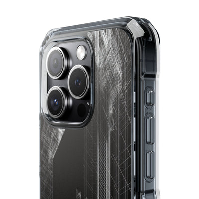 Black Impact MagSafe Phone Case for iPhone - Ghost Urban Wireframe