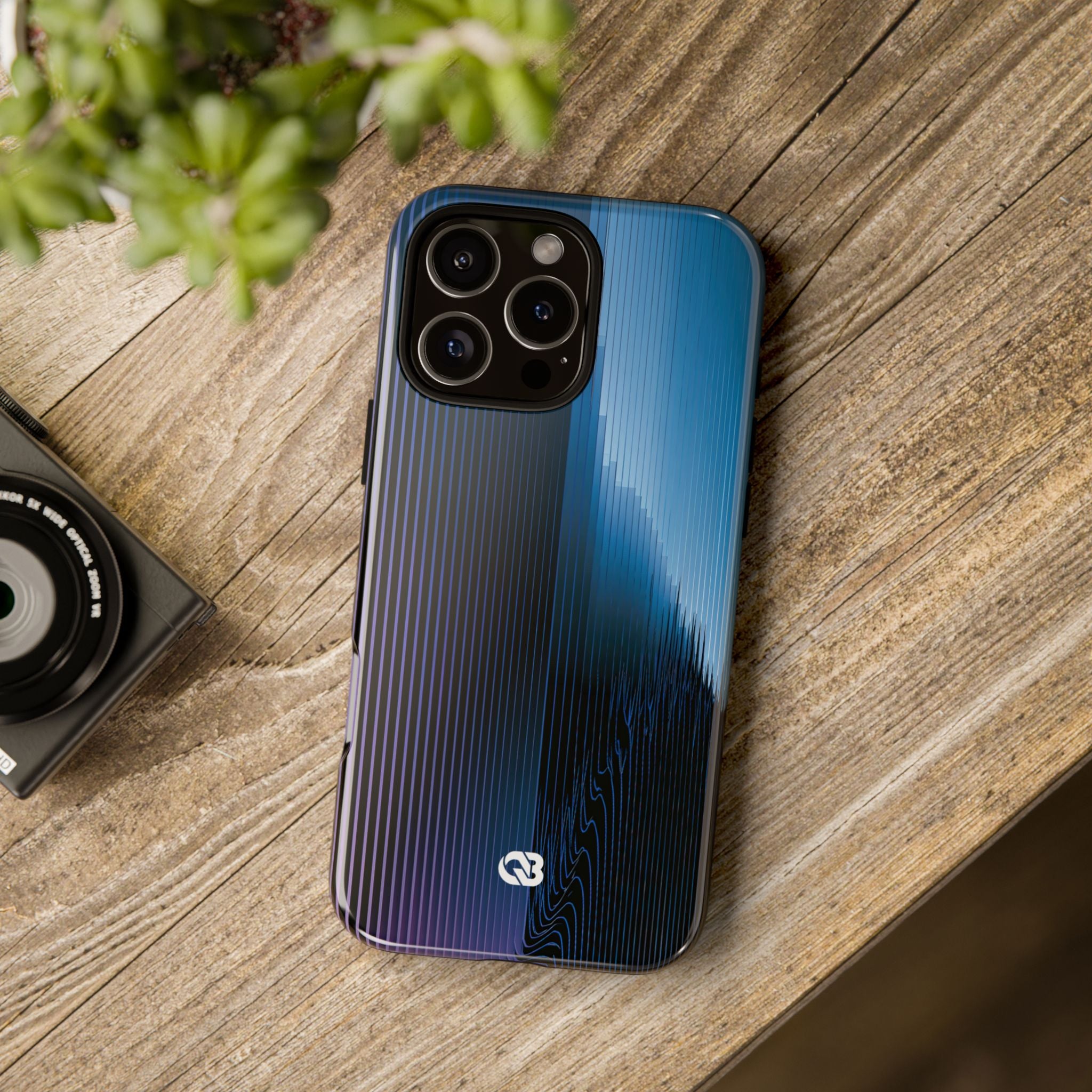 Blue Tough Phone Case for iPhone - Indigo Distortion Wave