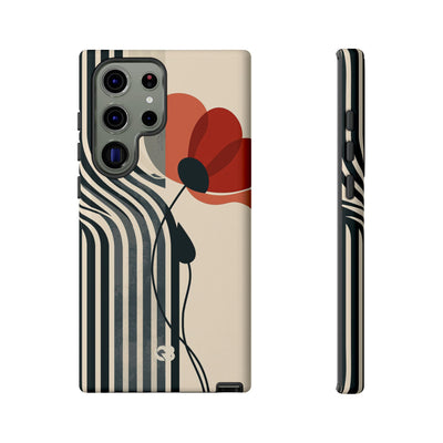 Beige Tough Phone Case for Samsung - Crimson Line Bloom