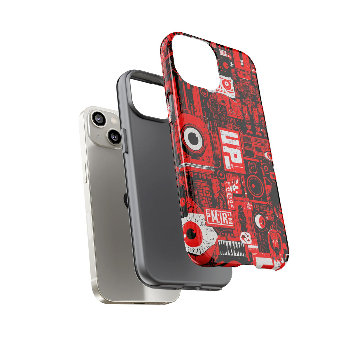 Neo Mecha Collage · Tough Phone Case for iPhone · Red