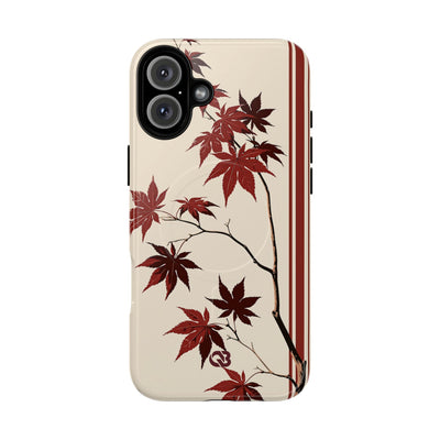 Red Tough 2.0 Magsafe Phone Case for iPhone - Crimson Momiji Stripe