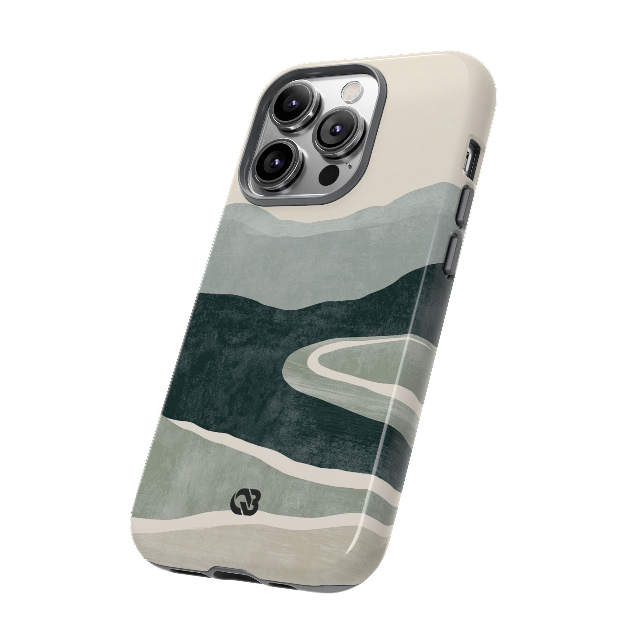 Green Tough Phone Case for iPhone - Misty Sage Valley