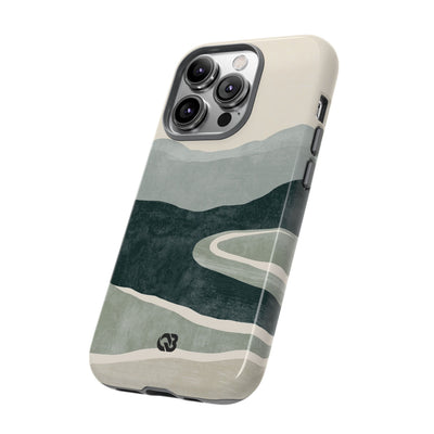 Green Tough Phone Case for iPhone - Misty Sage Valley