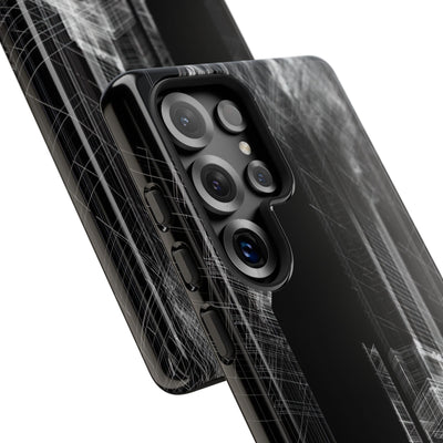 Black Tough Phone Case for Samsung - Ghost Urban Wireframe