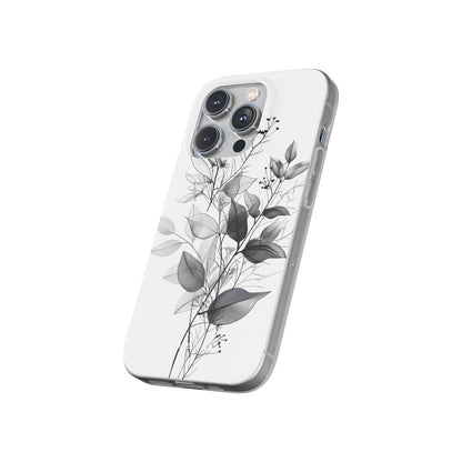 Veined Leaves Gray iPhone 14 Pro Case - Soft