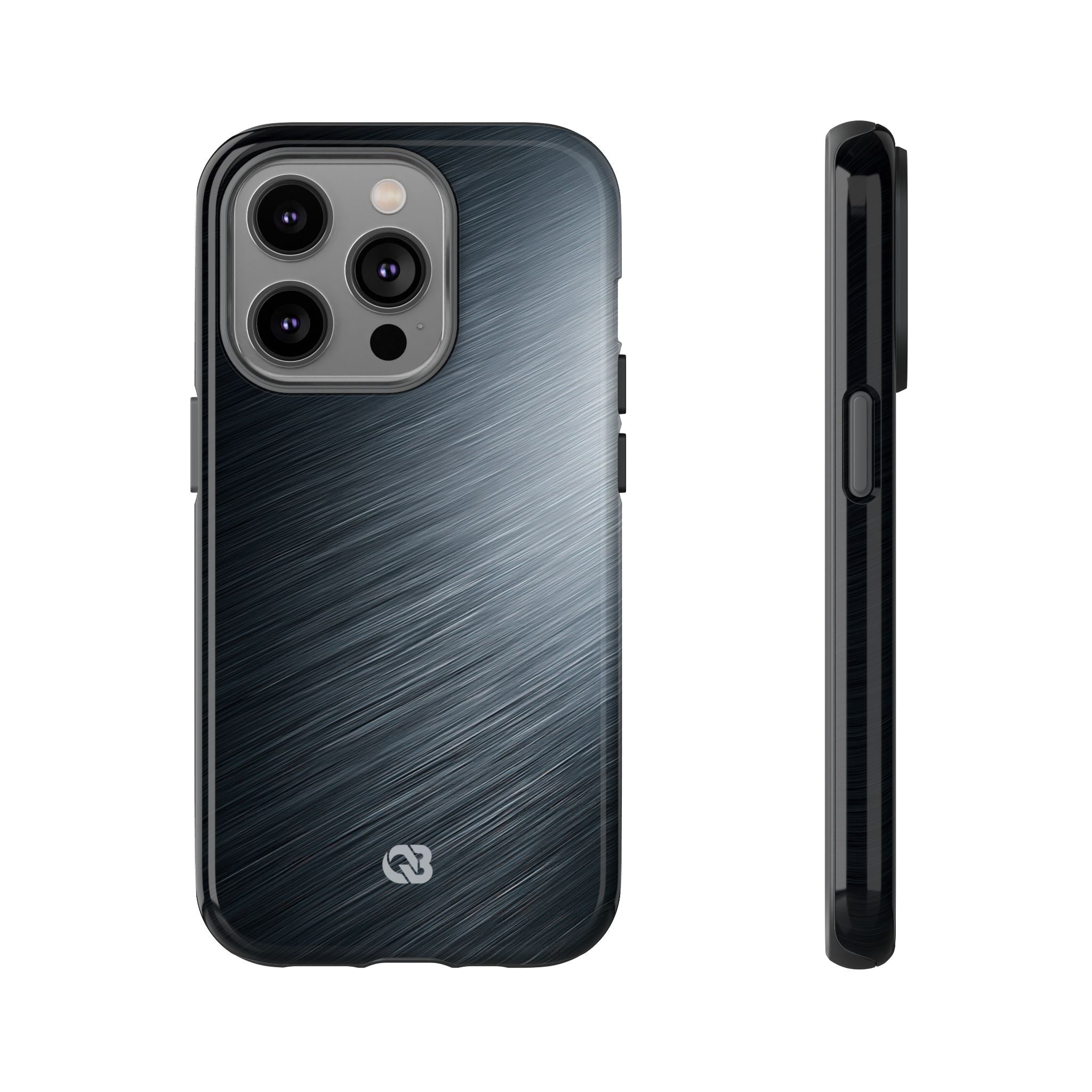 Grey Tough Phone Case for iPhone - Charcoal Brushed Steel