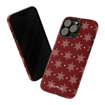 Cream Snowflake Crimson iPhone 15 Pro Max Skal - Tough