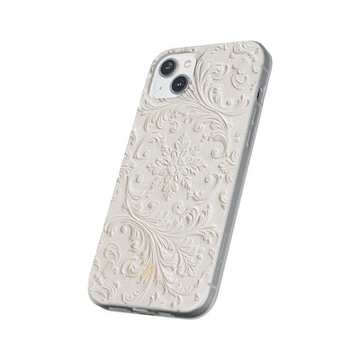 White Lite Phone Case for iPhone - Alabaster Floral Relief
